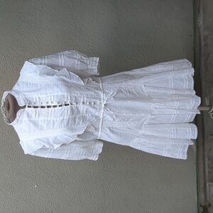 Bardot Ruffled Dress MED Babydoll Tiered Lace Pin Tucks Bridgerton Fairy